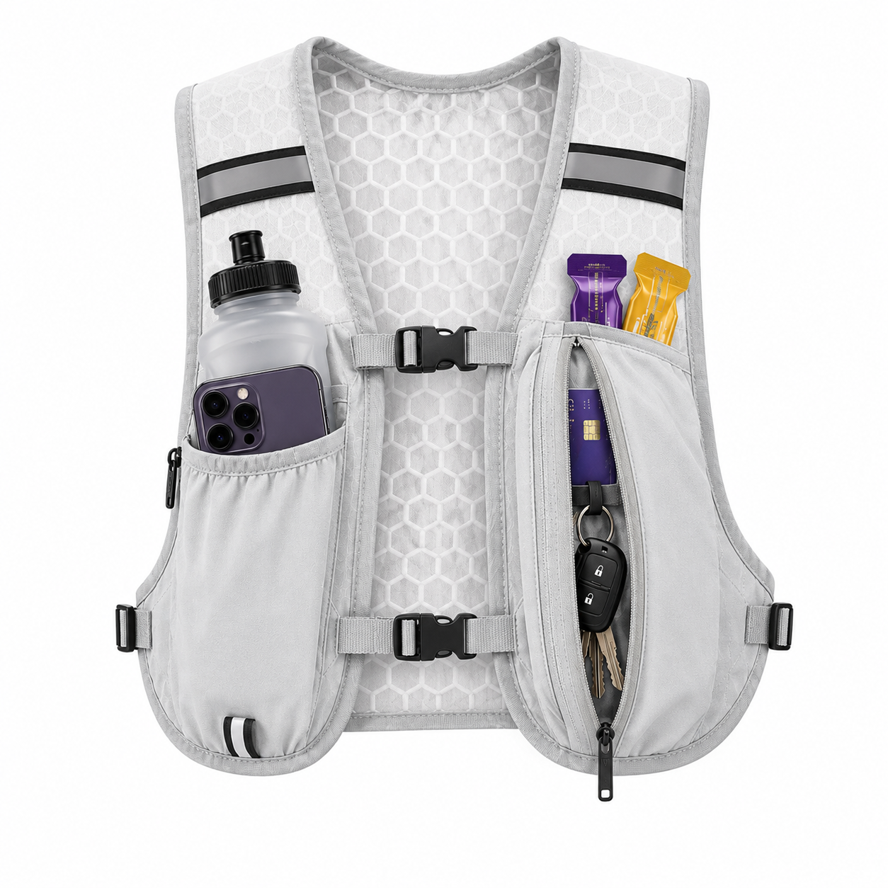 HydraMove™ Reflective Chest Pack Running Vest worn during outdoor running and fitness training